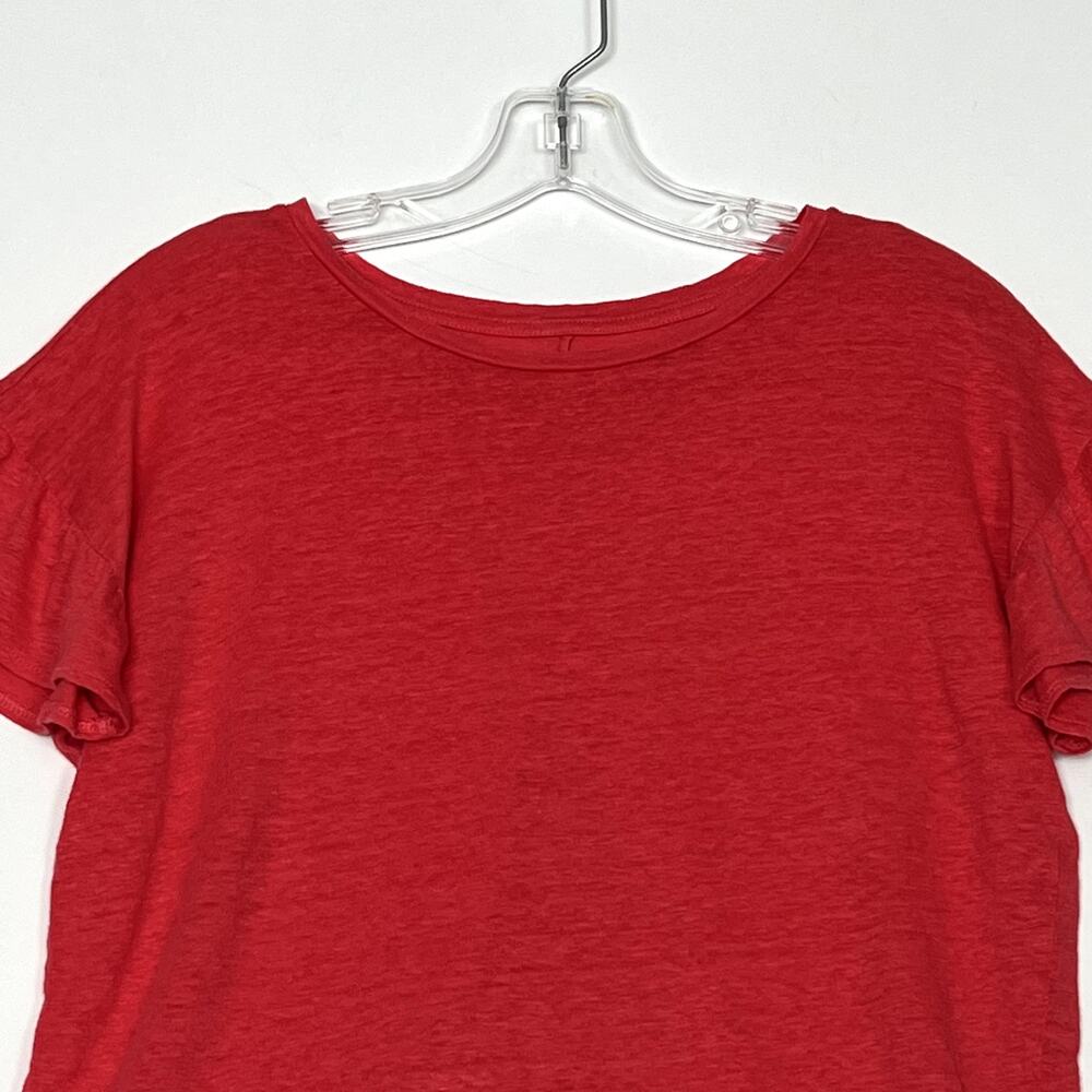 Ann Taylor LOFT Linen Ruffle Sleeve Cropped Tee Pink Womens Small - Picture 4 of 10
